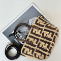 Fendi 8BS096 Roll Mini Brown FF raffia crochet mini bag 8655 - Default Title - View 1