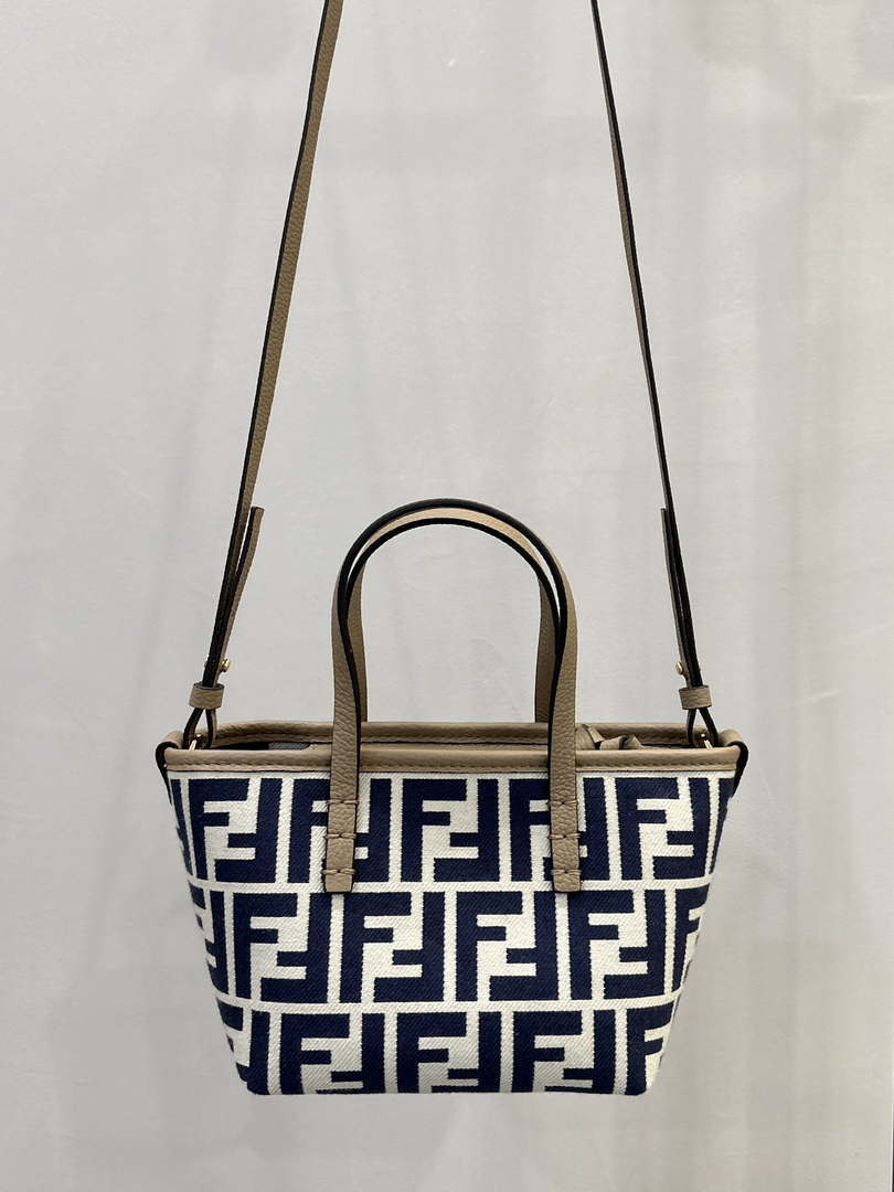 Fendi 8BS096 Roll Mini Midnight blue FF chenille mini-bag 8655