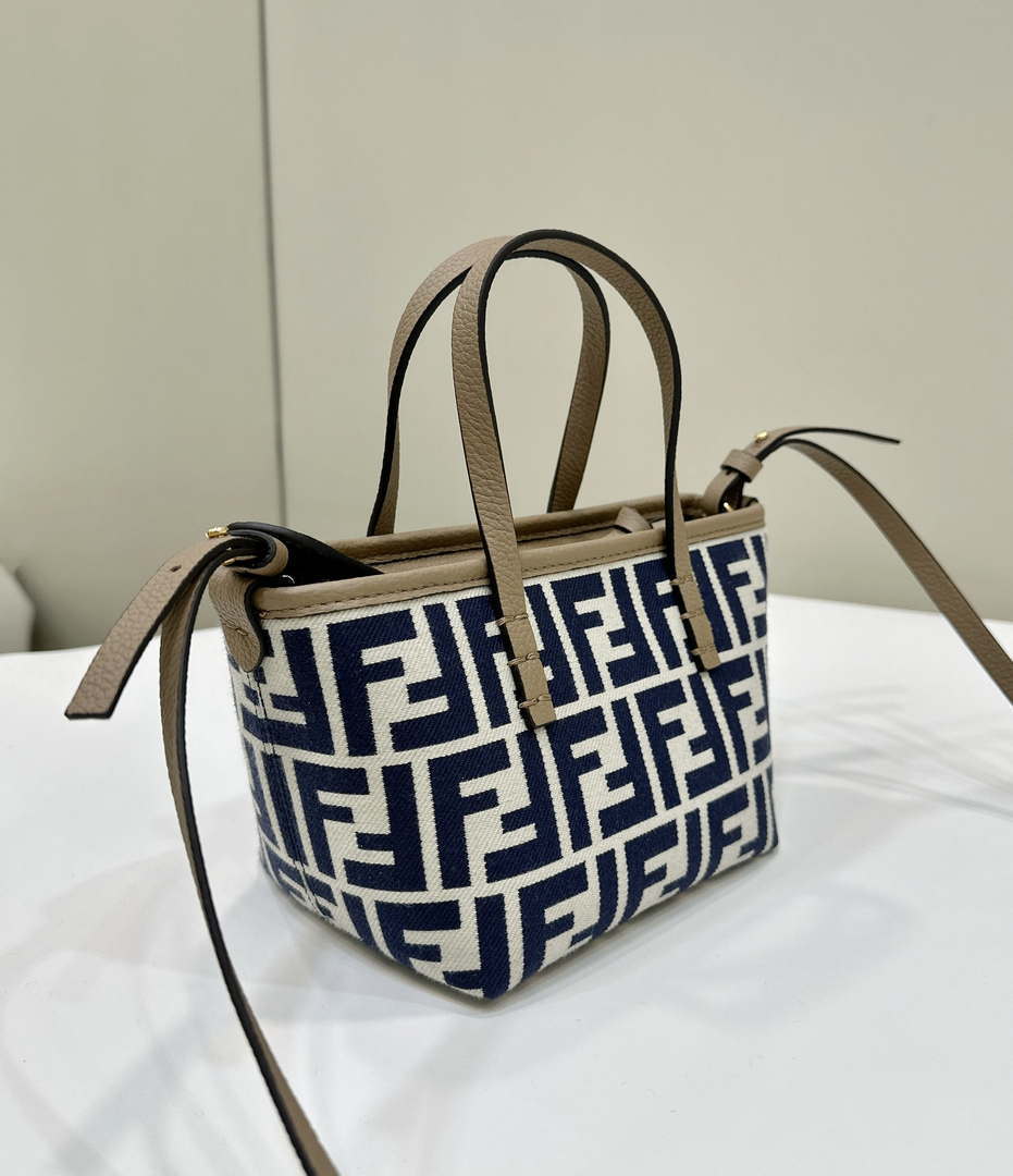 Fendi 8BS096 Roll Mini Midnight blue FF chenille mini-bag 8655