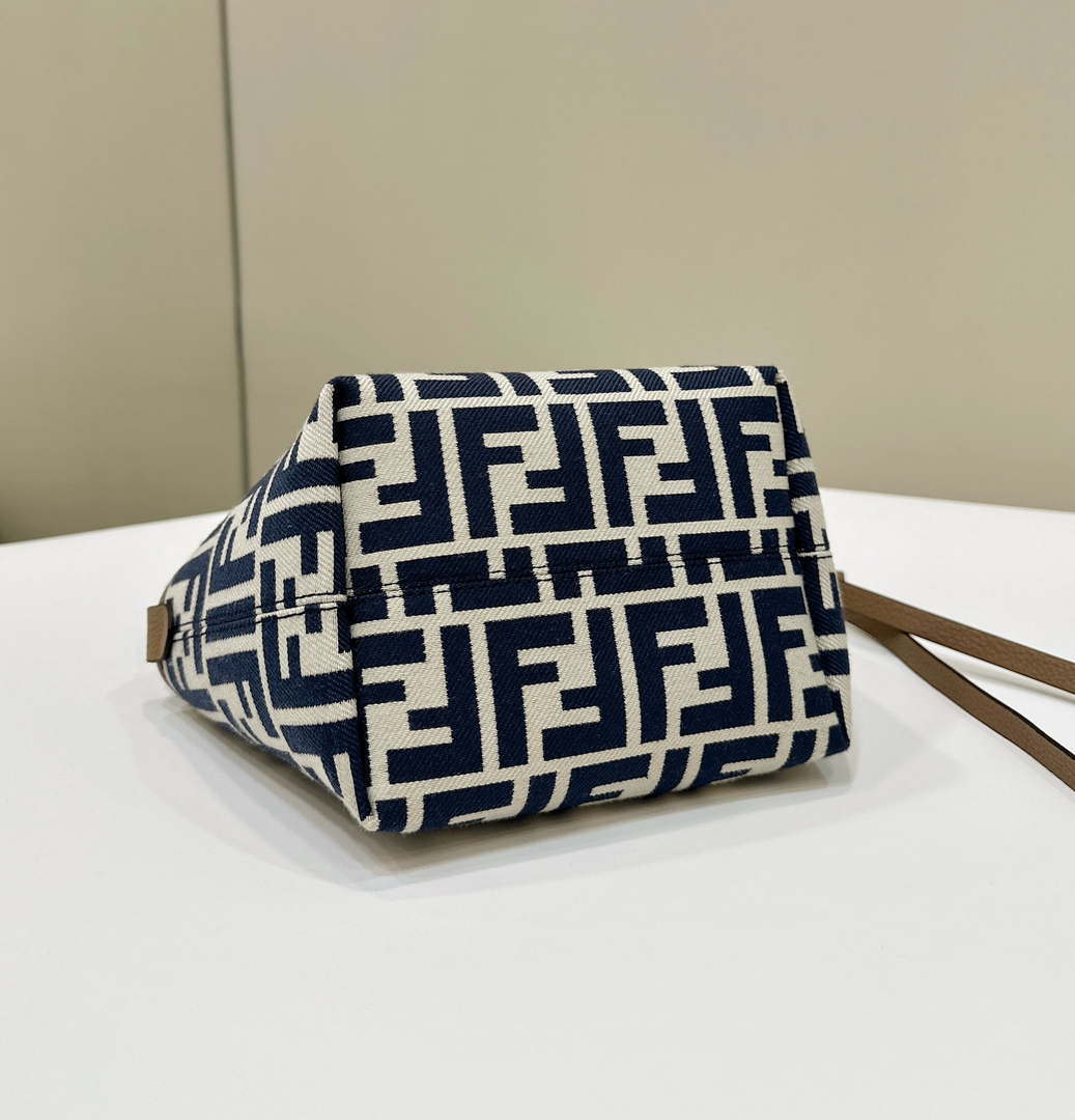 Fendi 8BS096 Roll Mini Midnight blue FF chenille mini-bag 8655