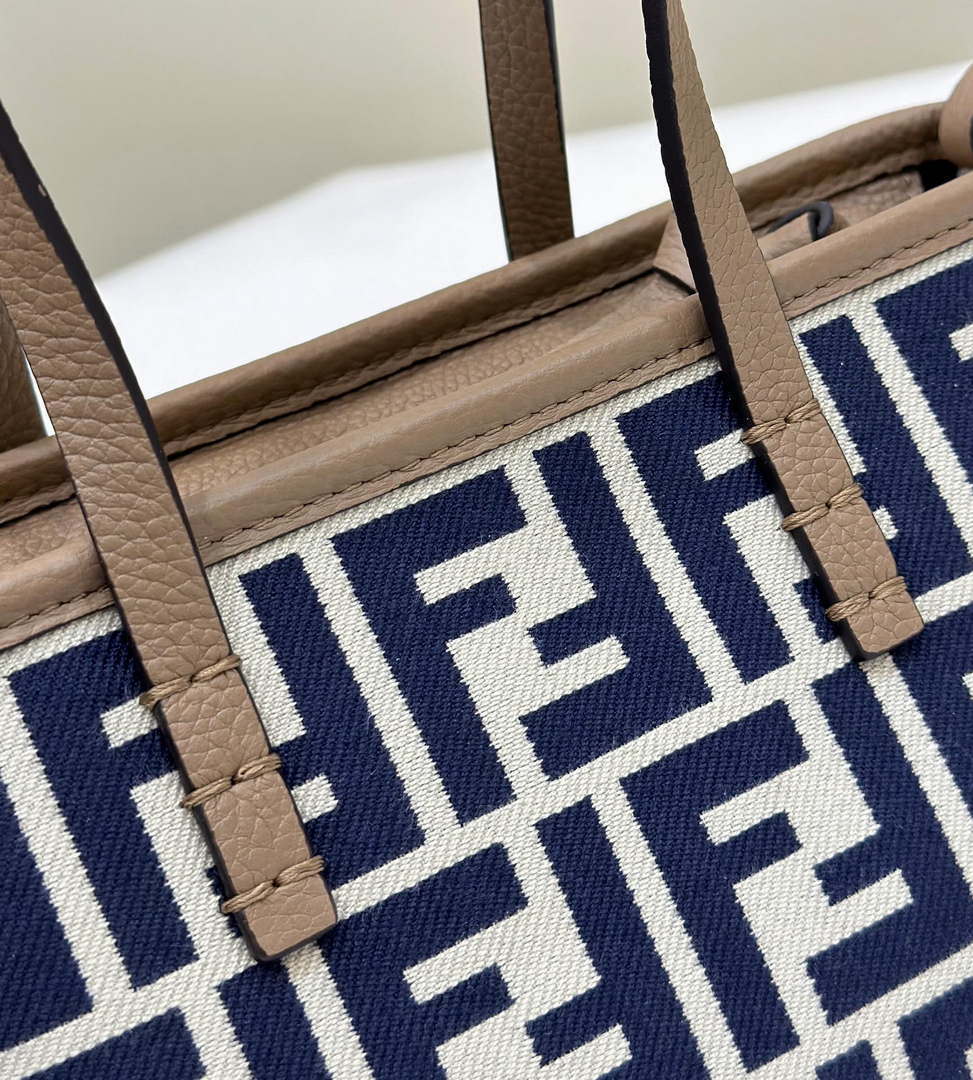 Fendi 8BS096 Roll Mini Midnight blue FF chenille mini-bag 8655