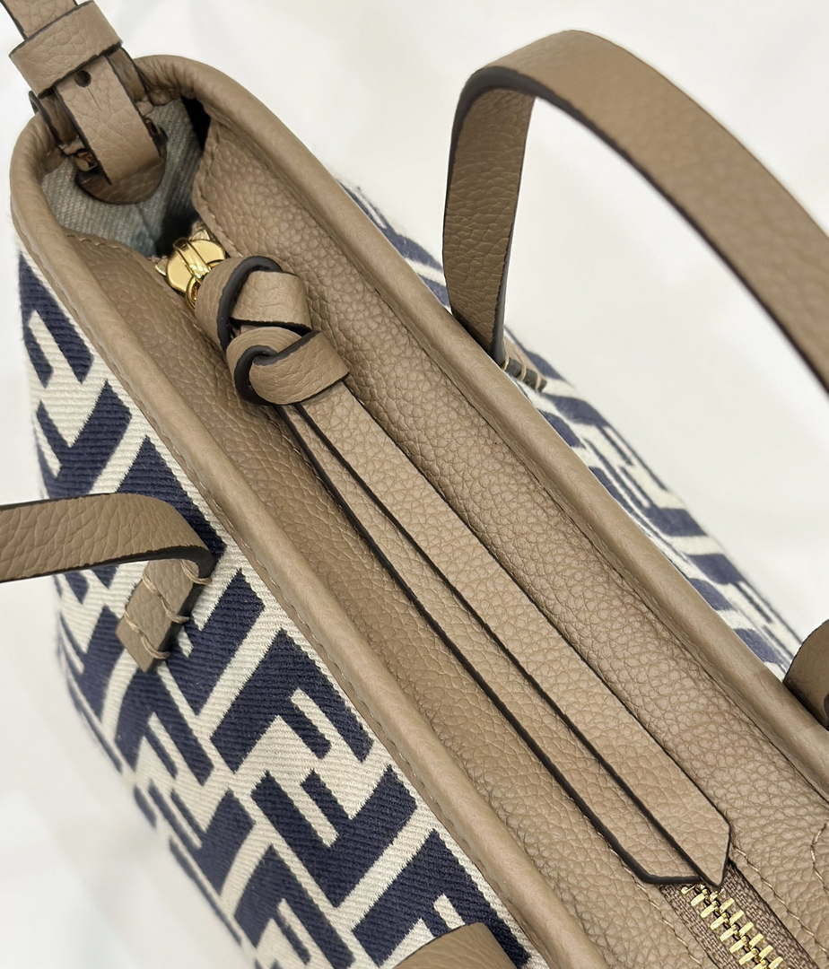 Fendi 8BS096 Roll Mini Midnight blue FF chenille mini-bag 8655