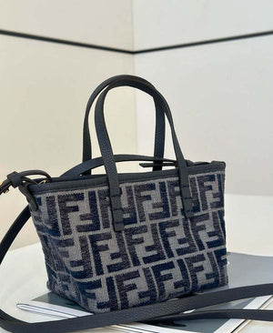 Fendi 8BS096 Roll Mini Dark Blue FF chenille mini bag 8655 - Default Title - View 2