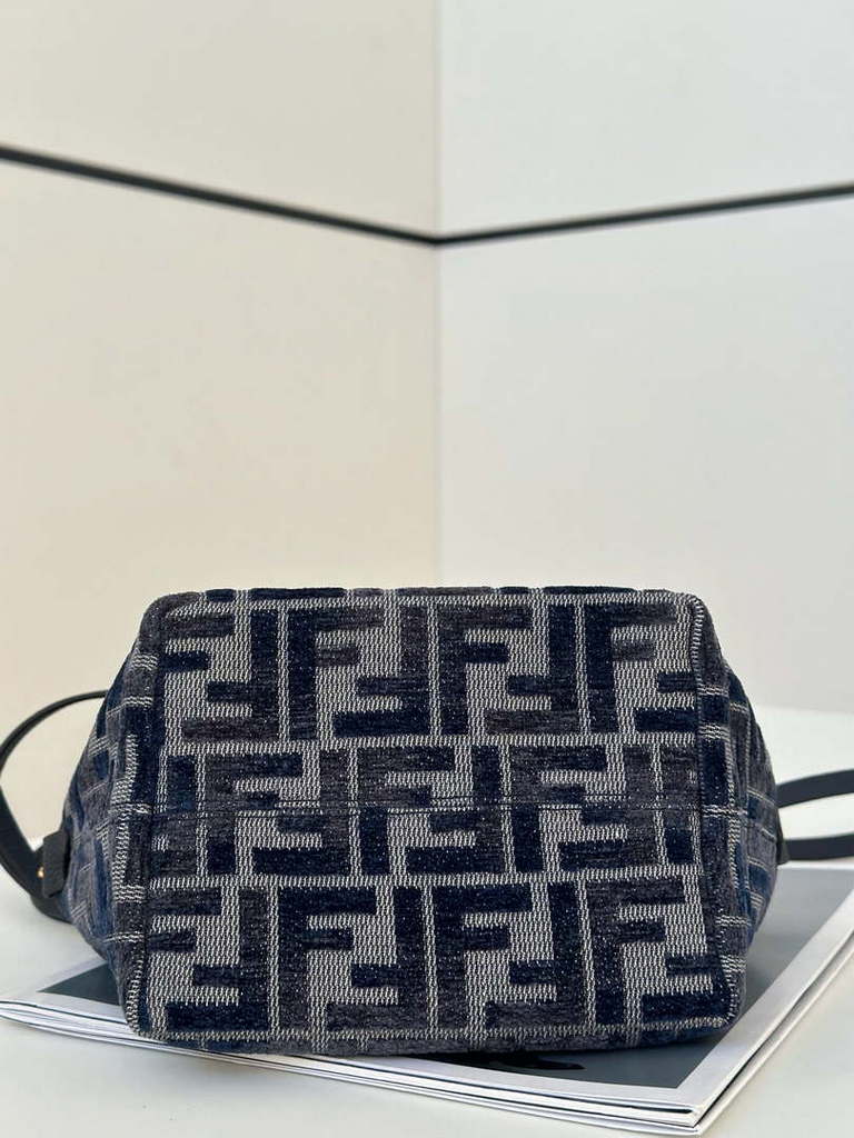 Fendi 8BS096 Roll Mini Dark Blue FF chenille mini bag 8655