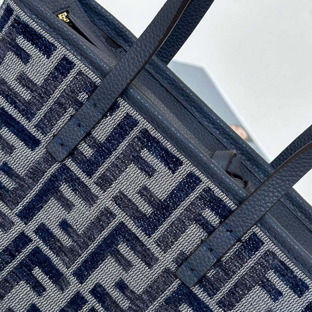 Fendi 8BS096 Roll Mini Dark Blue FF chenille mini bag 8655