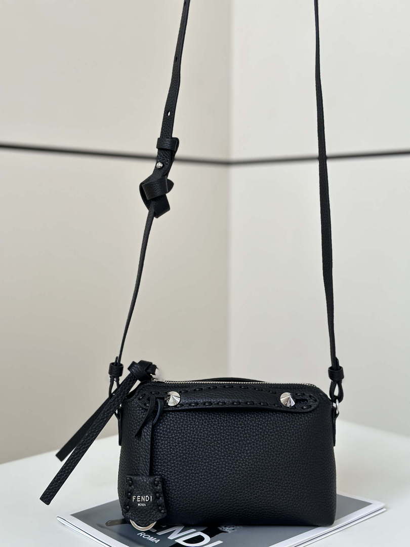 Fendi 8BS098 By The Way Selleria Mini Black Selleria mini-bag with 156 hand-sewn stitches 8668s