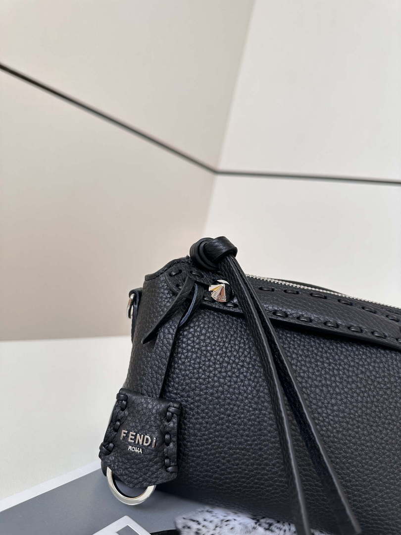 Fendi 8BS098 By The Way Selleria Mini Black Selleria mini-bag with 156 hand-sewn stitches 8668s