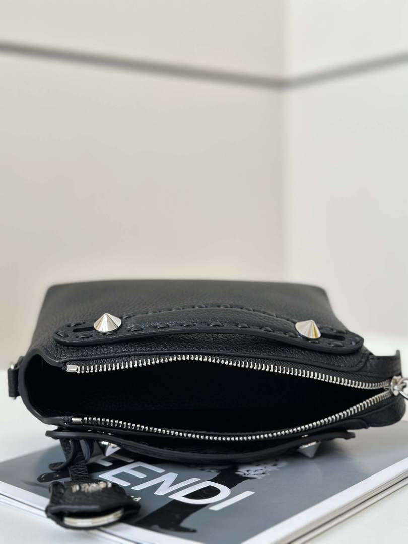 Fendi 8BS098 By The Way Selleria Mini Black Selleria mini-bag with 156 hand-sewn stitches 8668s