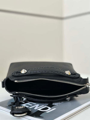 Fendi 8BS098 By The Way Selleria Mini Black Selleria mini-bag with 156 hand-sewn stitches 8668s - Default Title - View 9