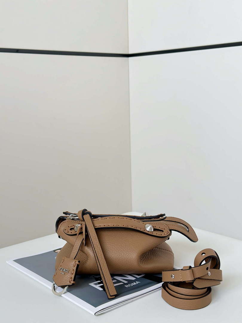 Fendi 8BS098 By The Way Selleria Mini Cappuccino-coloured Selleria mini-bag with 156 hand-sewn stitches 8668s