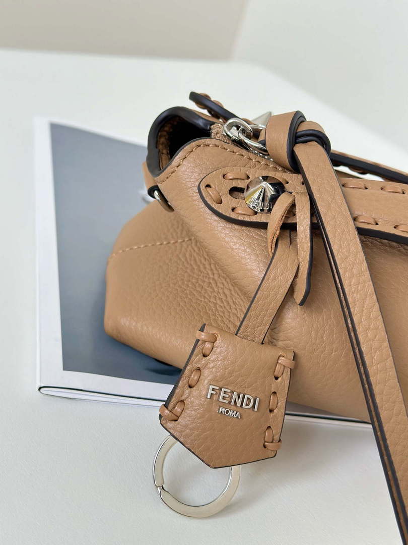 Fendi 8BS098 By The Way Selleria Mini Cappuccino-coloured Selleria mini-bag with 156 hand-sewn stitches 8668s