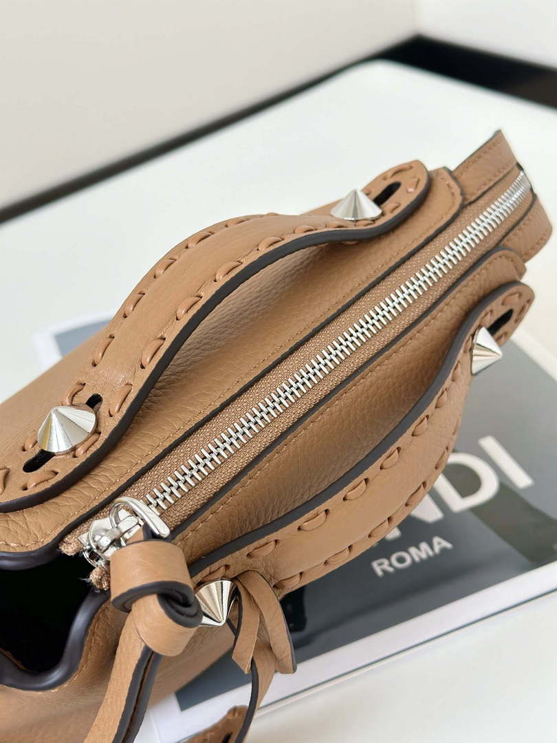 Fendi 8BS098 By The Way Selleria Mini Cappuccino-coloured Selleria mini-bag with 156 hand-sewn stitches 8668s