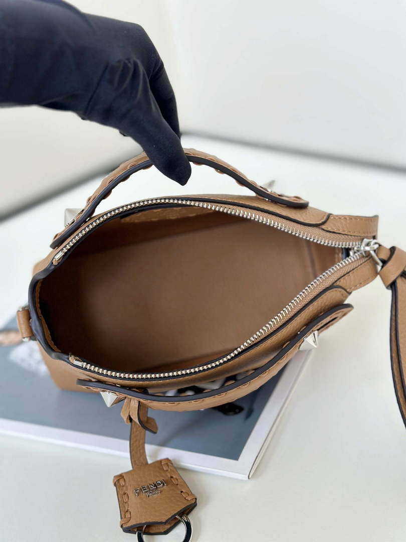 Fendi 8BS098 By The Way Selleria Mini Cappuccino-coloured Selleria mini-bag with 156 hand-sewn stitches 8668s