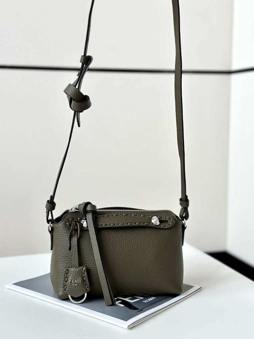 Fendi 8BS098 By The Way Selleria Mini Dark Green Selleria mini-bag with 156 hand-sewn stitches 8668s