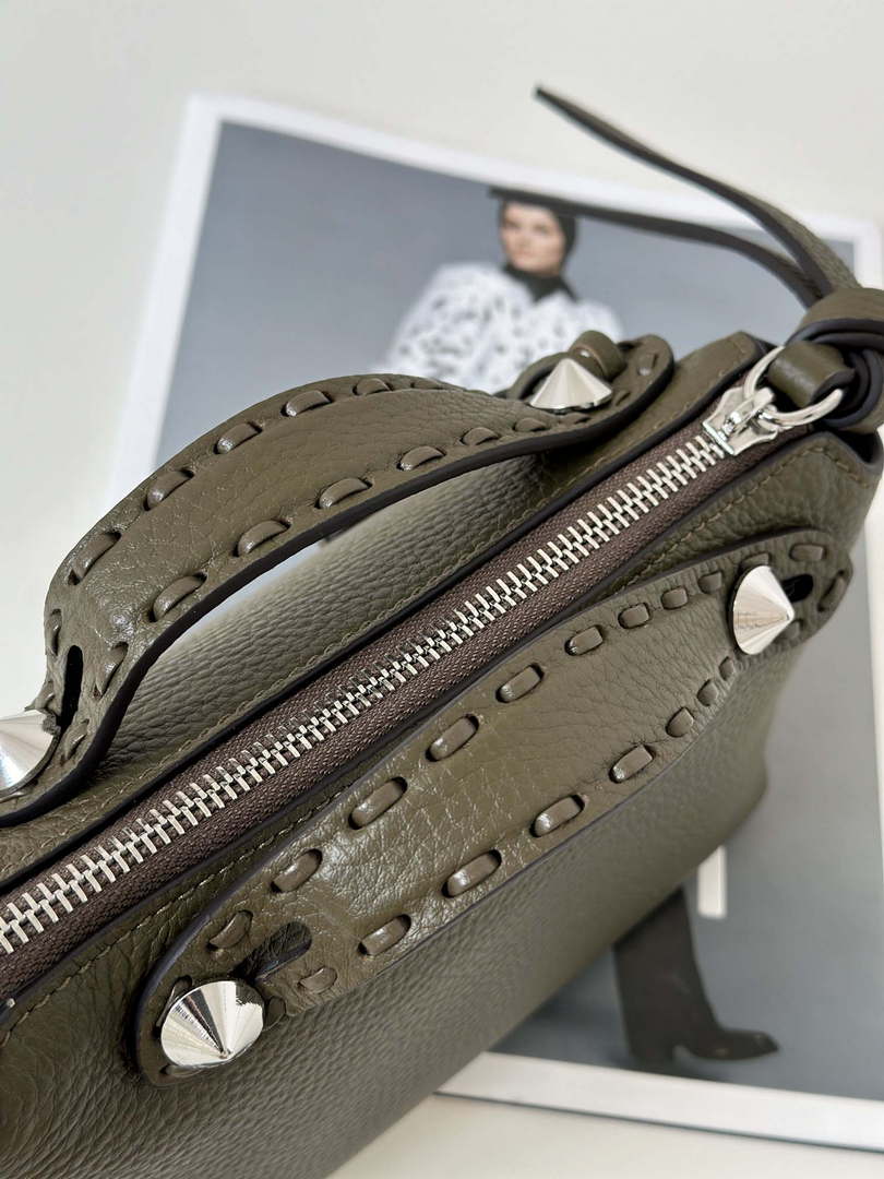 Fendi 8BS098 By The Way Selleria Mini Dark Green Selleria mini-bag with 156 hand-sewn stitches 8668s