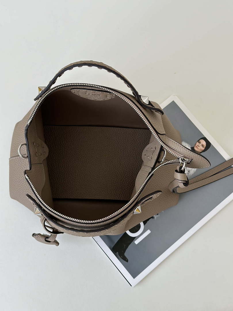 Fendi 8BS098 By The Way Selleria Mini Gray Selleria mini-bag with 156 hand-sewn stitches 8668s