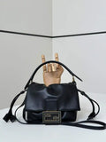 Fendi 8BS105ABVEF0K7E Mamma Baguette Small Black nappa leather bag 8677S