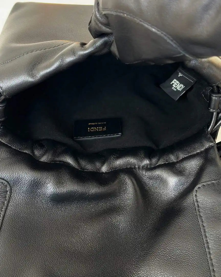 Fendi 8BS105ABVEF0K7E Mamma Baguette Small Black nappa leather bag 8677S