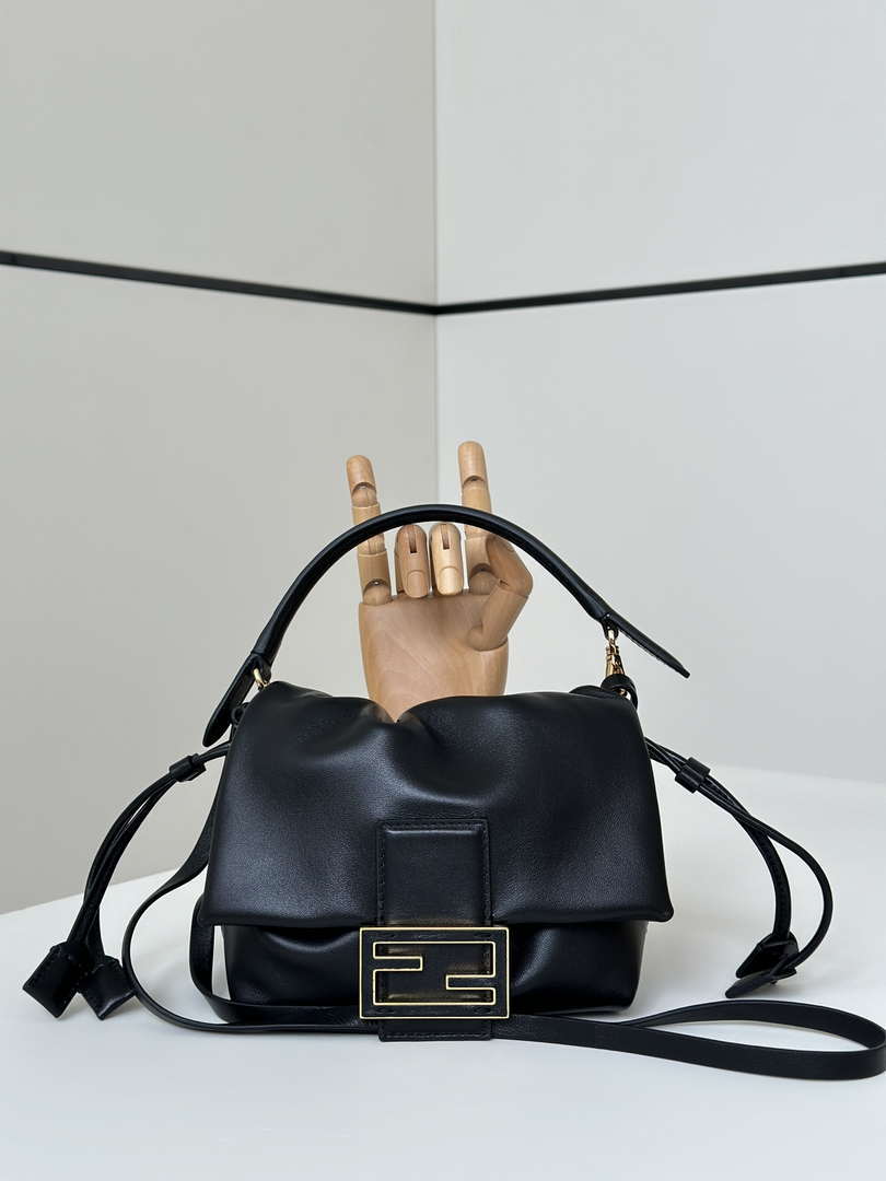 Fendi 8BS105ABVEF0K7E Mamma Baguette Small Black nappa leather mini bag 8677 - Default Title - View 2