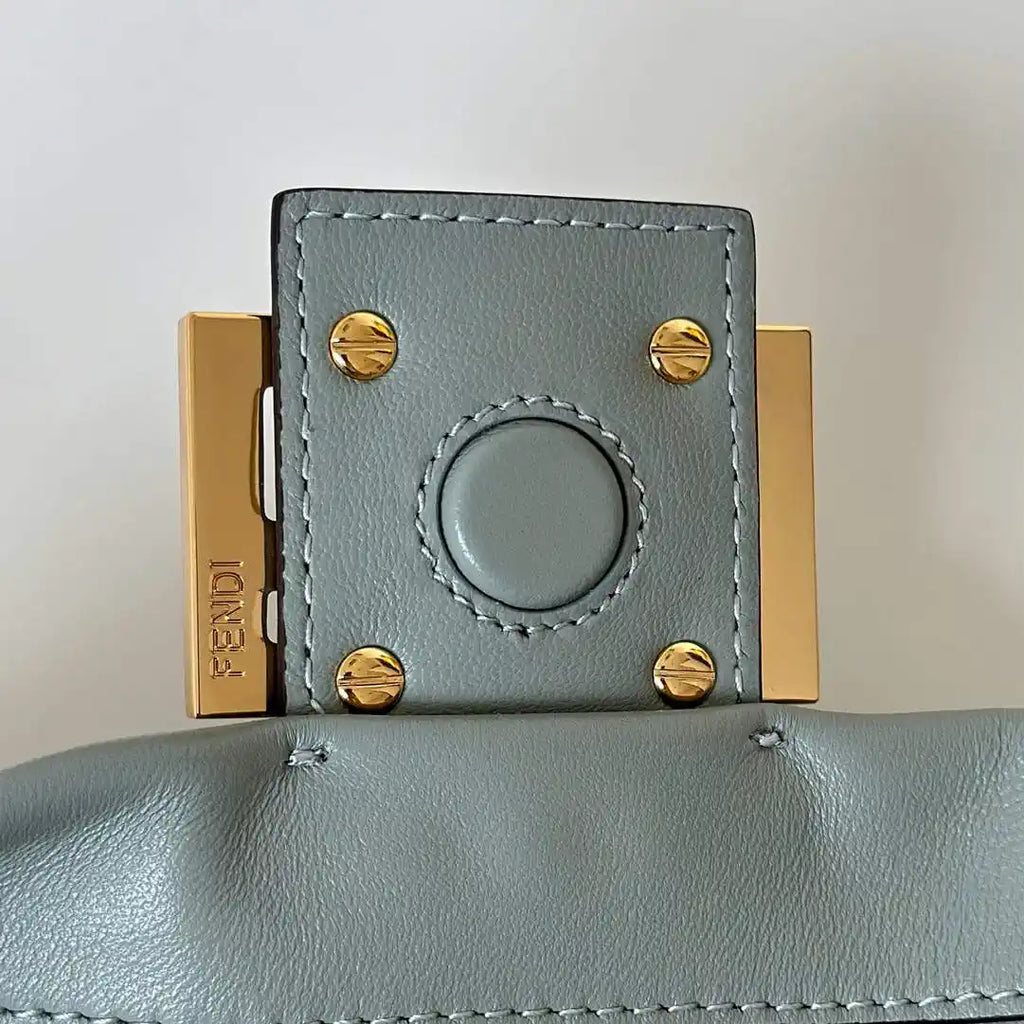 Fendi 8BS105ABVEF0K7E Mamma Baguette Small Blue nappa leather bag 8677S