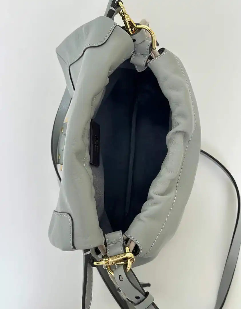 Fendi 8BS105ABVEF0K7E Mamma Baguette Small Blue nappa leather bag 8677S