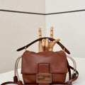 Fendi 8BS105ABVEF0K7E Mamma Baguette Small Brown nappa leather mini bag 8677 - Default Title - View 1