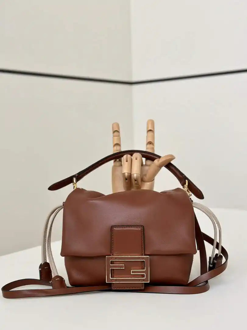 Fendi 8BS105ABVEF0K7E Mamma Baguette Small Brown nappa leather bag 8677S