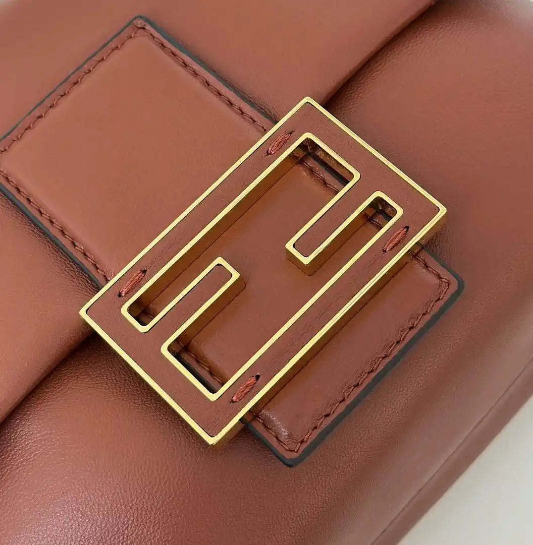Fendi 8BS105ABVEF0K7E Mamma Baguette Small Brown nappa leather bag 8677S