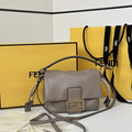 Fendi 8BS105ABVEF0K7E Mamma Baguette Small Dove Gray nappa leather bag 8677S