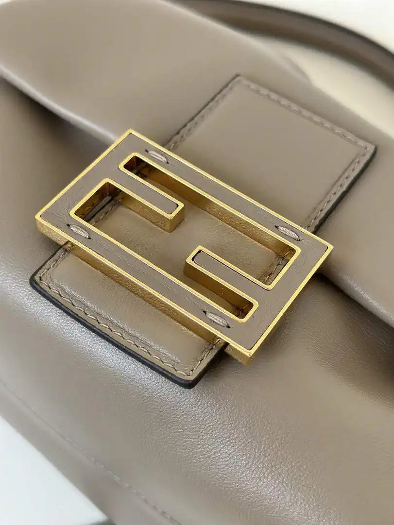 Fendi 8BS105ABVEF0K7E Mamma Baguette Small Dove Gray nappa leather bag 8677S