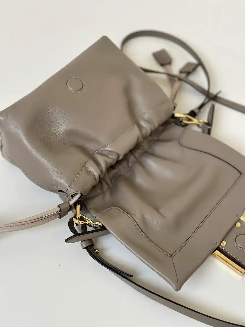 Fendi 8BS105ABVEF0K7E Mamma Baguette Small Dove Gray nappa leather bag 8677S