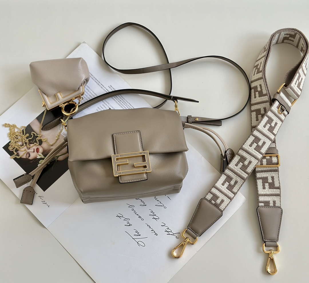 Fendi 8BS105ABVEF0K7E Mamma Baguette Small Dove Green nappa leather mini bag 8677