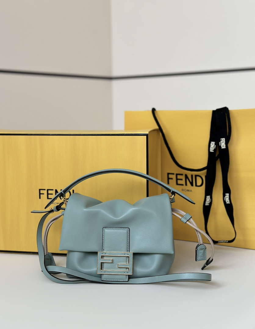 Fendi 8BS105ABVEF0K7E Mamma Baguette Small Matcha green nappa leather mini bag 8677