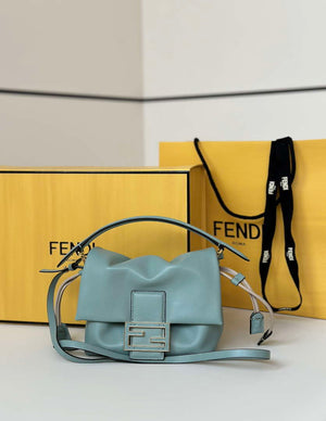 Fendi 8BS105ABVEF0K7E Mamma Baguette Small Matcha green nappa leather mini bag 8677 - Default Title - View 1