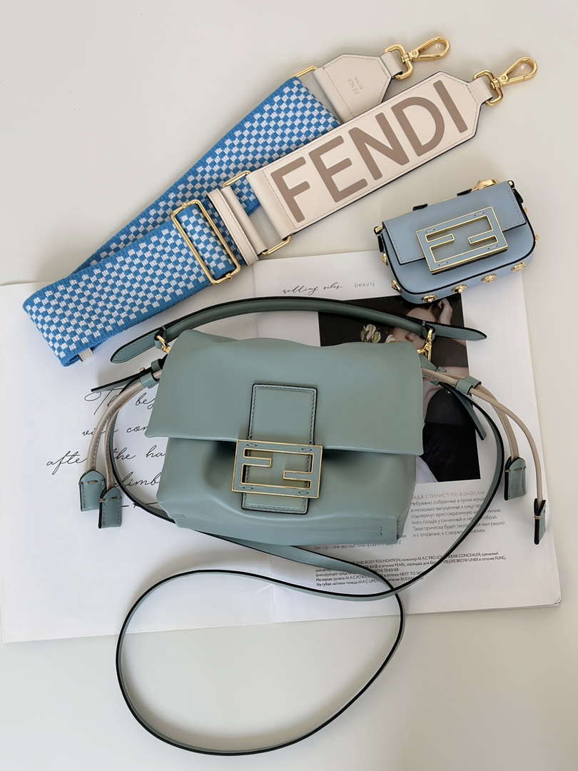Fendi 8BS105ABVEF0K7E Mamma Baguette Small Matcha green nappa leather mini bag 8677
