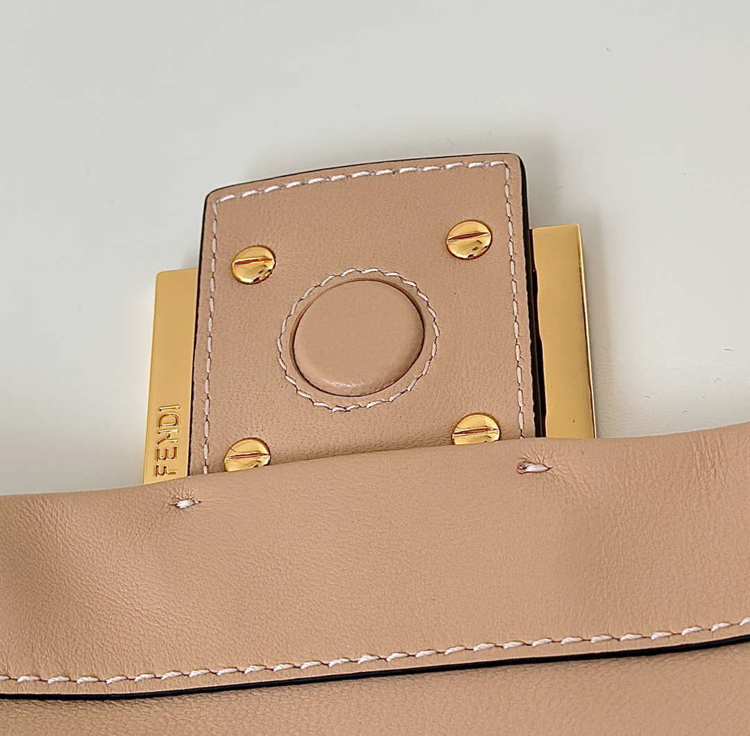 Fendi 8BS105ABVEF0K7E Mamma Baguette Small Pale pink nappa leather mini bag 8677 - Default Title - View 10