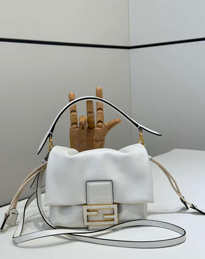 Fendi 8BS105ABVEF0K7E Mamma Baguette Small White nappa leather bag 8677S - Default Title - View 1
