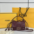 Fendi 8BS105ABVEF0K7E Mamma Baguette Small Wine Red nappa leather bag 8677S