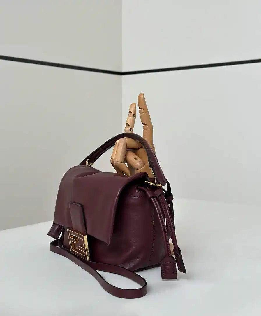 Fendi 8BS105ABVEF0K7E Mamma Baguette Small Wine Red nappa leather bag 8677S