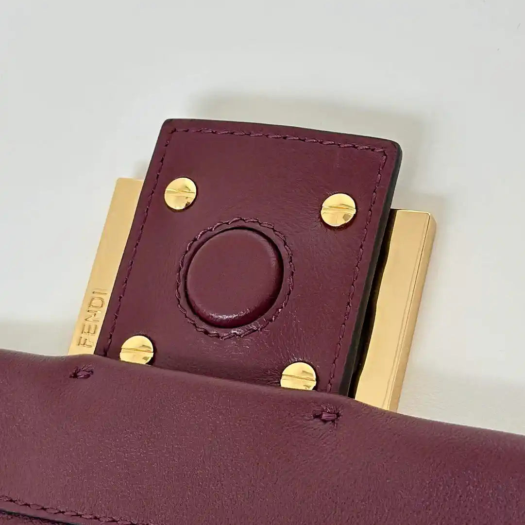 Fendi 8BS105ABVEF0K7E Mamma Baguette Small Wine Red nappa leather bag 8677S