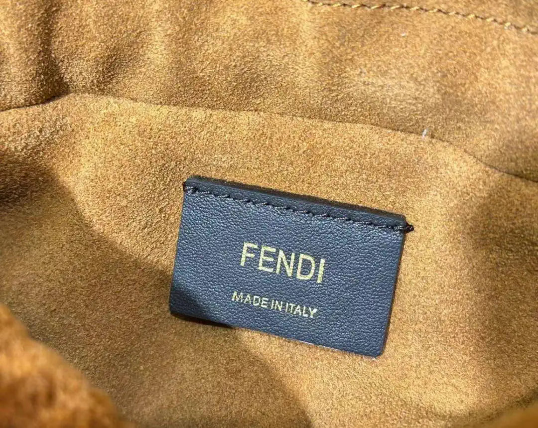 Fendi 8BS105ABVEF0K7E Small Mamma Baguette Brown shearling bag 8693s - Default Title - View 7