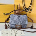 Fendi 8BS105AV5WF1SXQ Mamma Baguette Small Blue denim-effect FF jacquard mini-bag miniature 8677S
