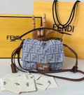 Fendi 8BS105AV5WF1SXQ Mamma Baguette Small Blue denim-effect FF jacquard mini-bag miniature 8677S