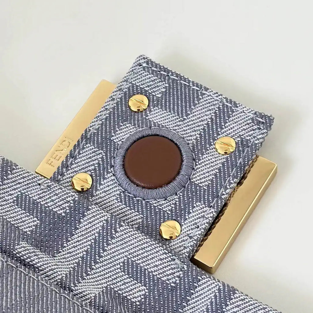 Fendi 8BS105AV5WF1SXQ Mamma Baguette Small Blue denim-effect FF jacquard mini-bag miniature 8677S