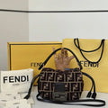 Fendi 8BS105AV5WF1SXQ Mamma Baguette Small Navy Brown-effect FF jacquard mini-bag miniature 8692s - Default Title - View 1