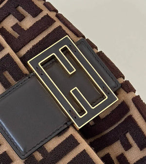Fendi 8BS105AV5WF1SXQ Mamma Baguette Small Navy Brown-effect FF jacquard mini-bag miniature 8692s - Default Title - View 5