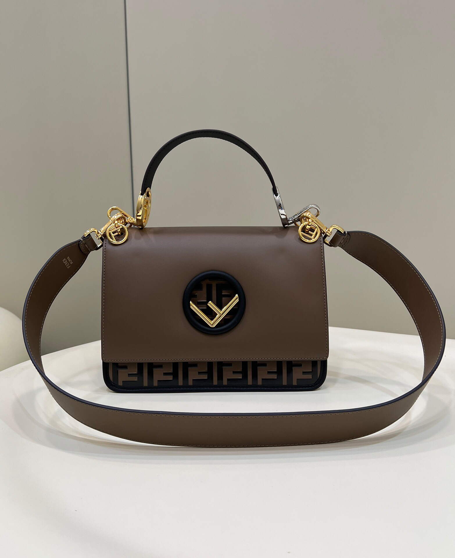 Fendi 8BT284 Kan I F Leather Bag Brown - Default Title - View 1