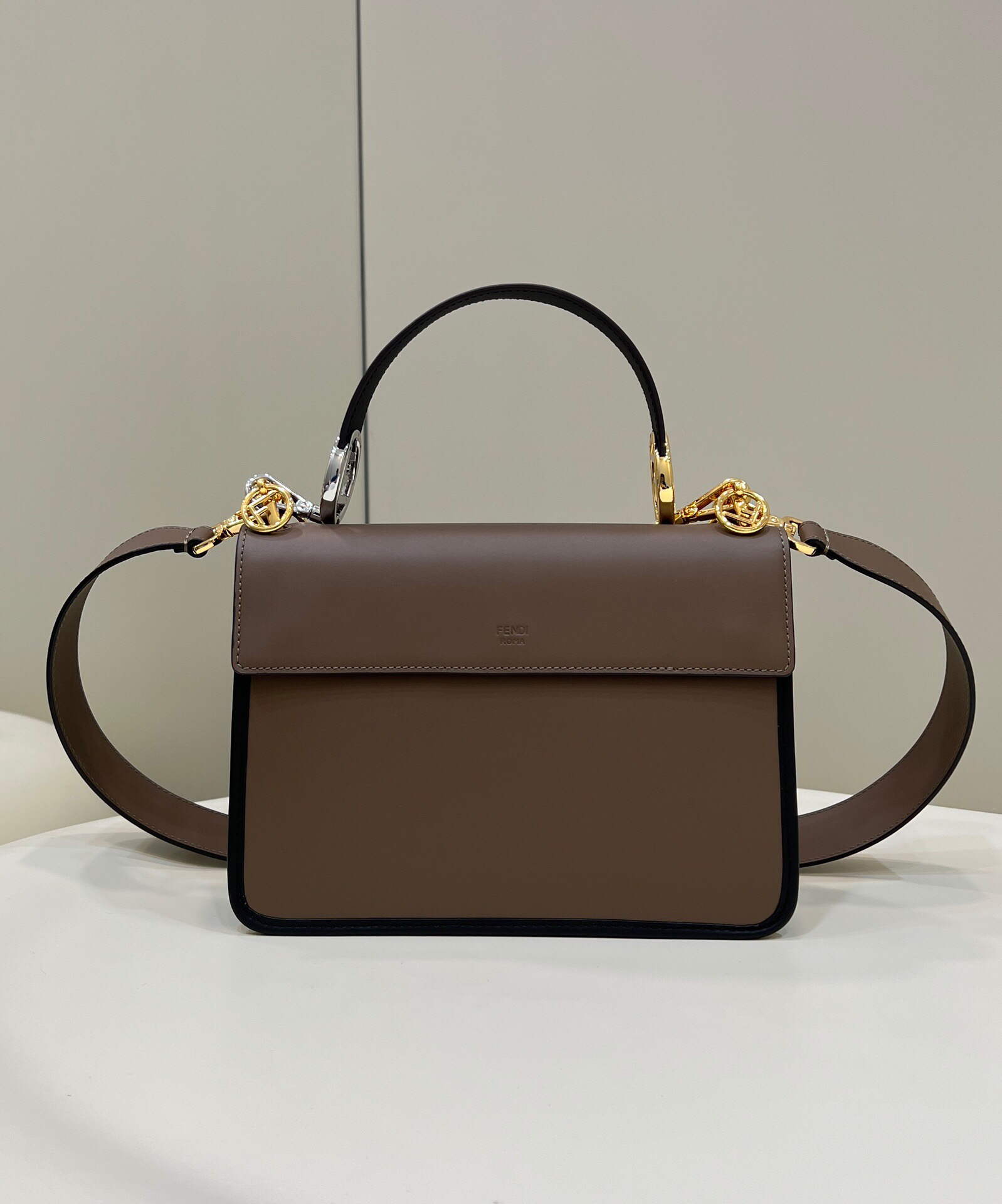 Fendi 8BT284 Kan I F Leather Bag Brown