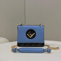 Fendi 8BT286 Kan I F Small Leather Mini Bag Blue - Default Title - View 1