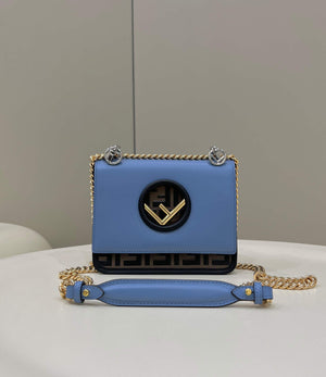 Fendi 8BT286 Kan I F Small Leather Mini Bag Blue - Default Title - View 1